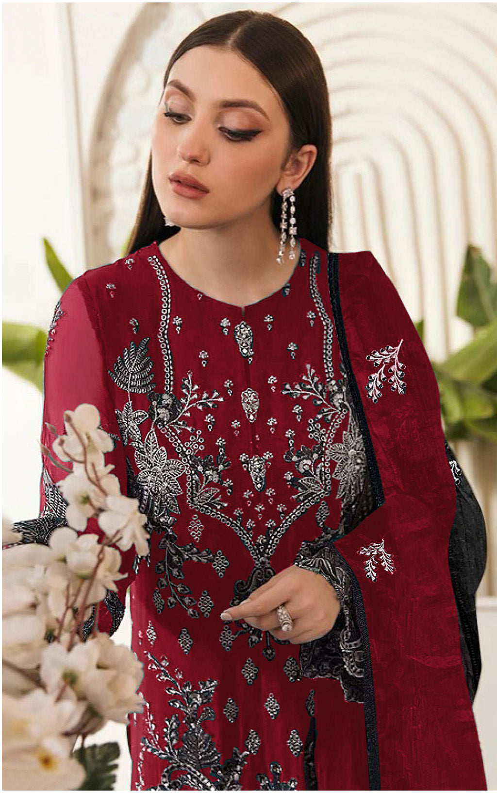 semi stitch / maroon