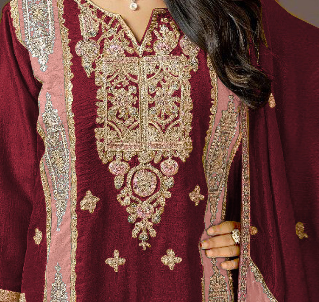 semi stitch / maroon