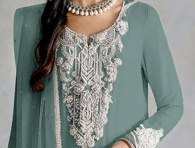 sharara semi stitched georgette and santoon suit set for women