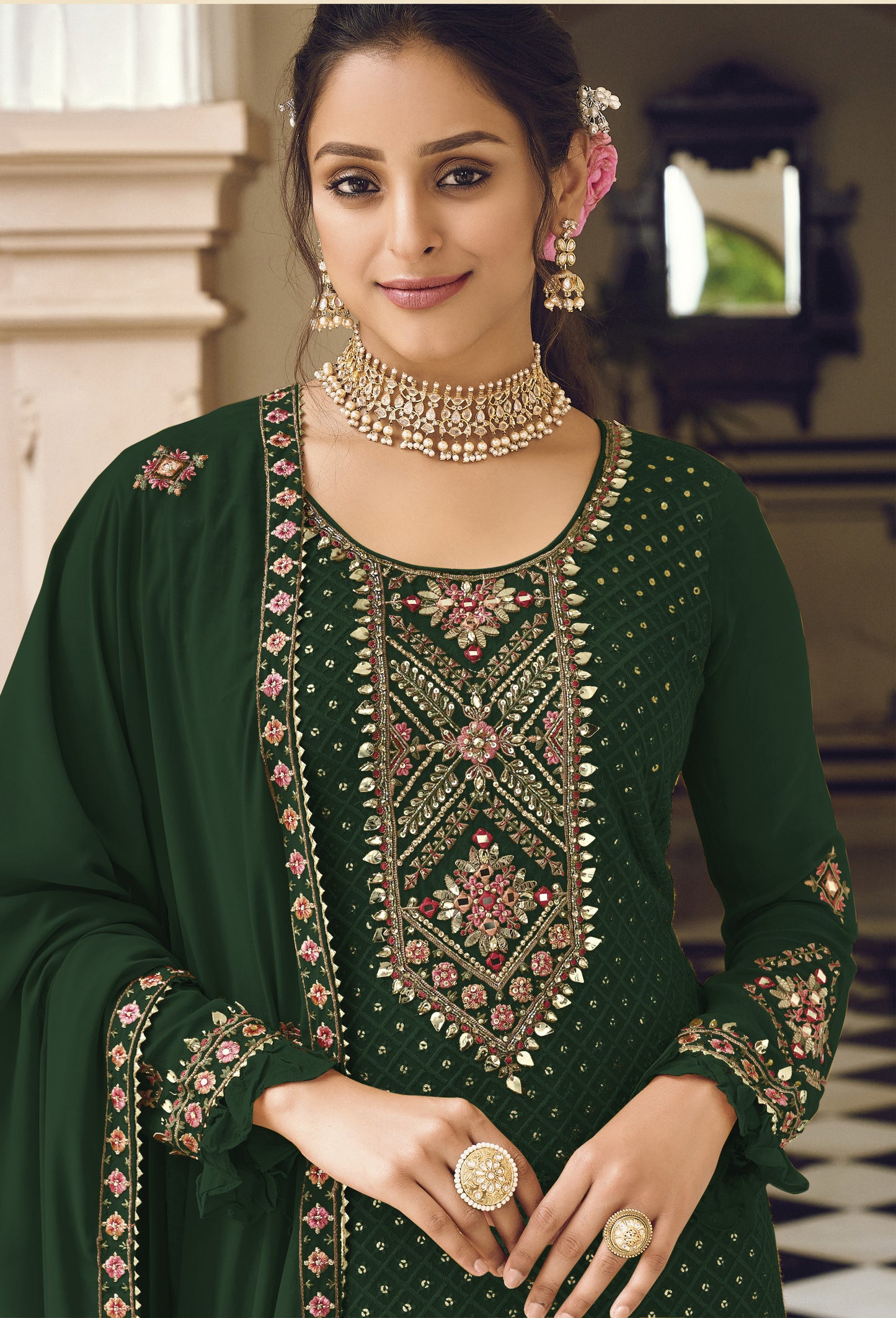 semi stitch / dark green