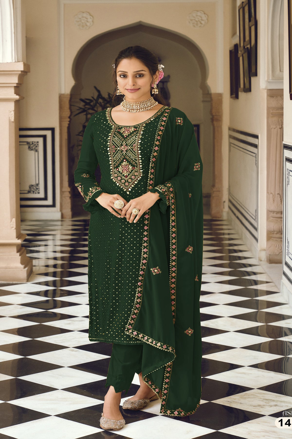 semi stitch / dark green