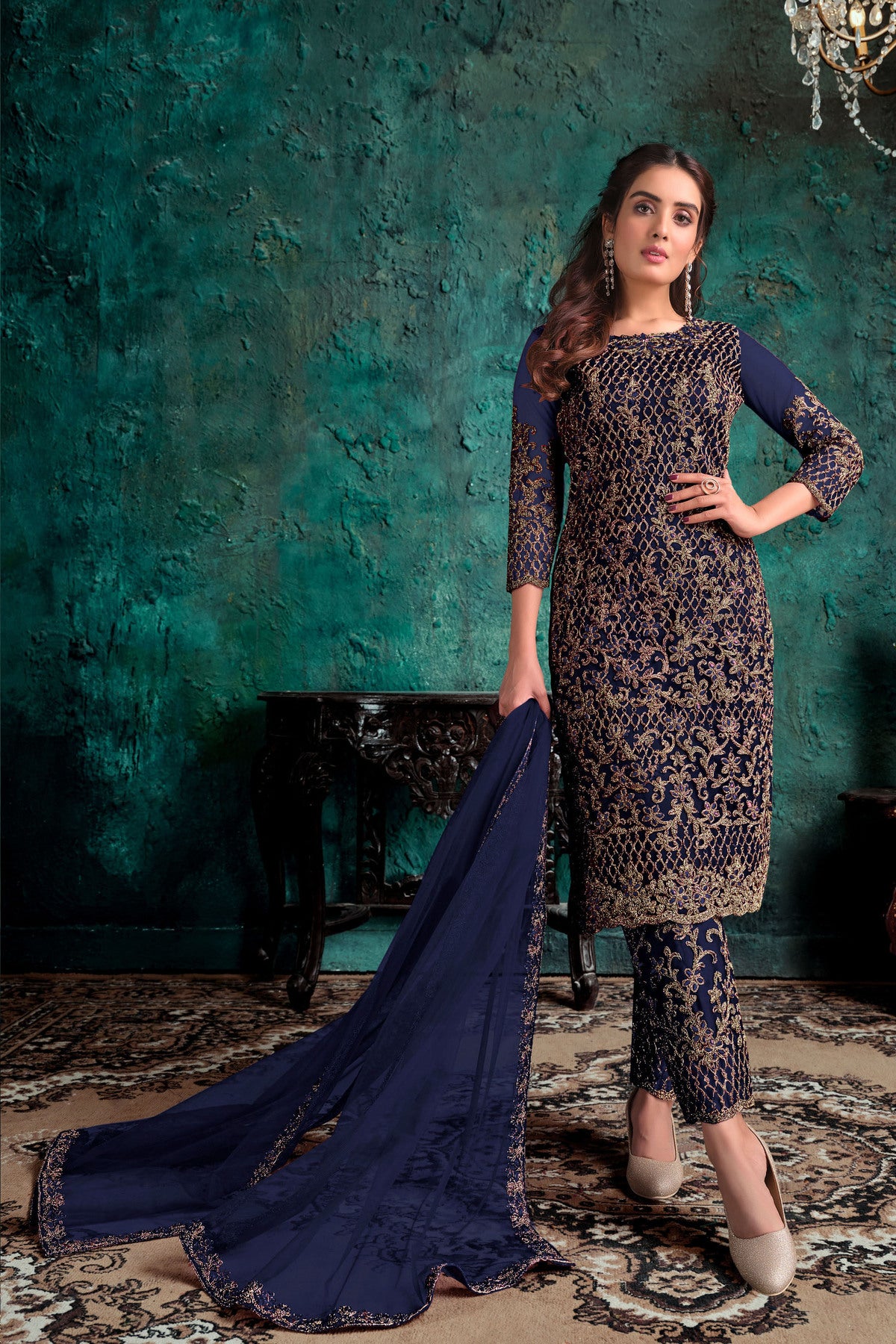 semi stitch / navy blue