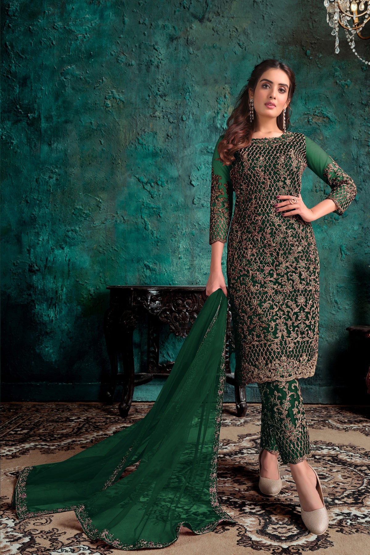 semi stitch / dark green