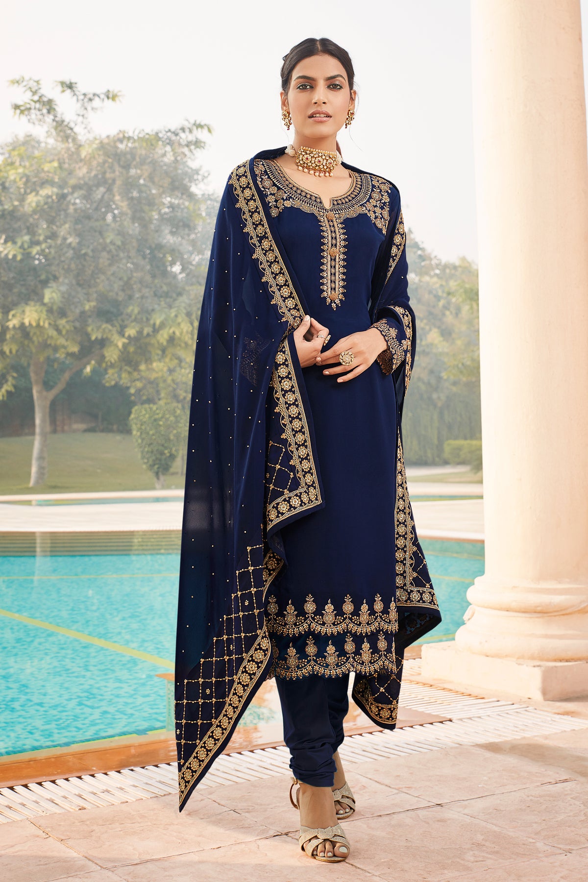semi stitch / navy blue
