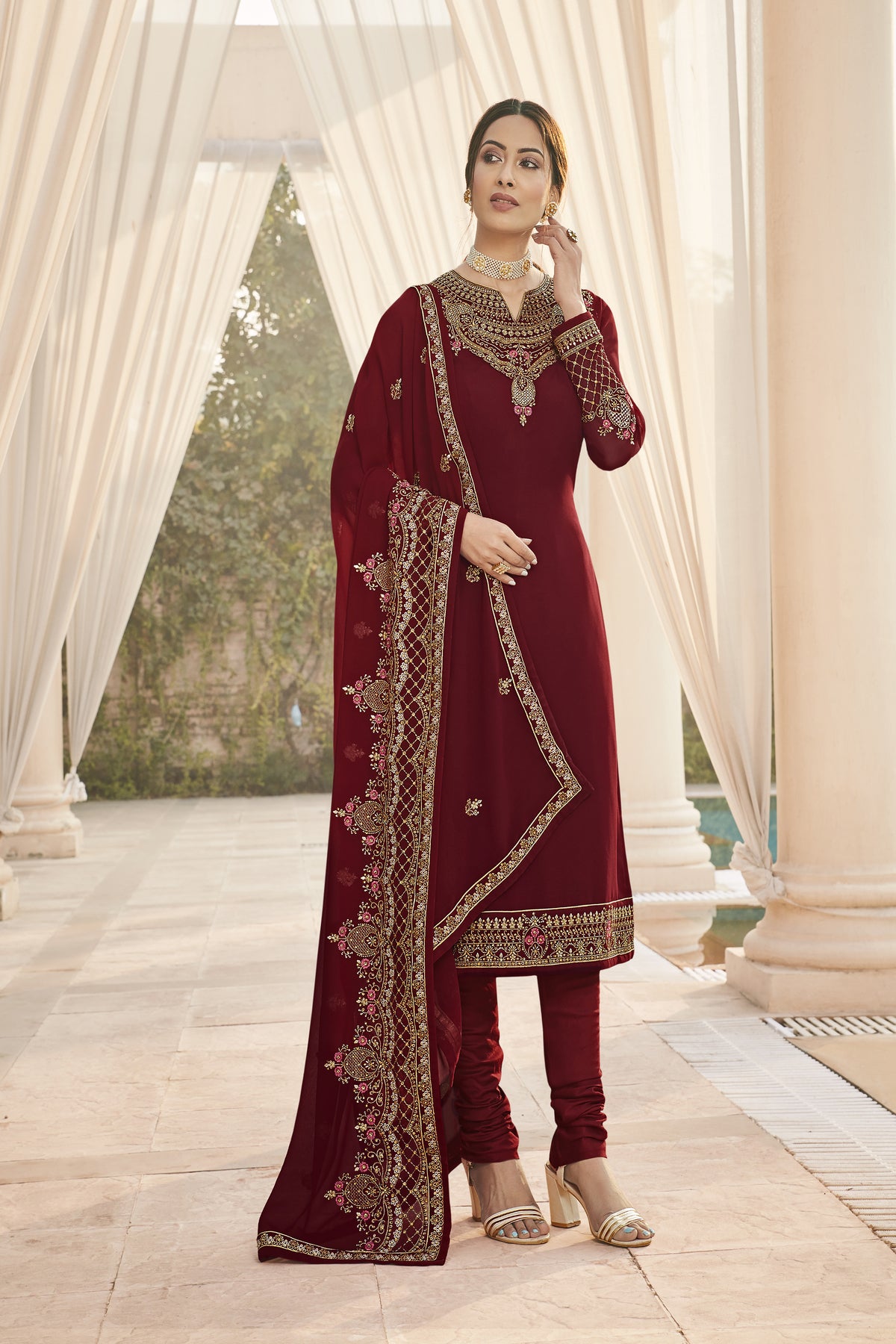 semi stitch / maroon