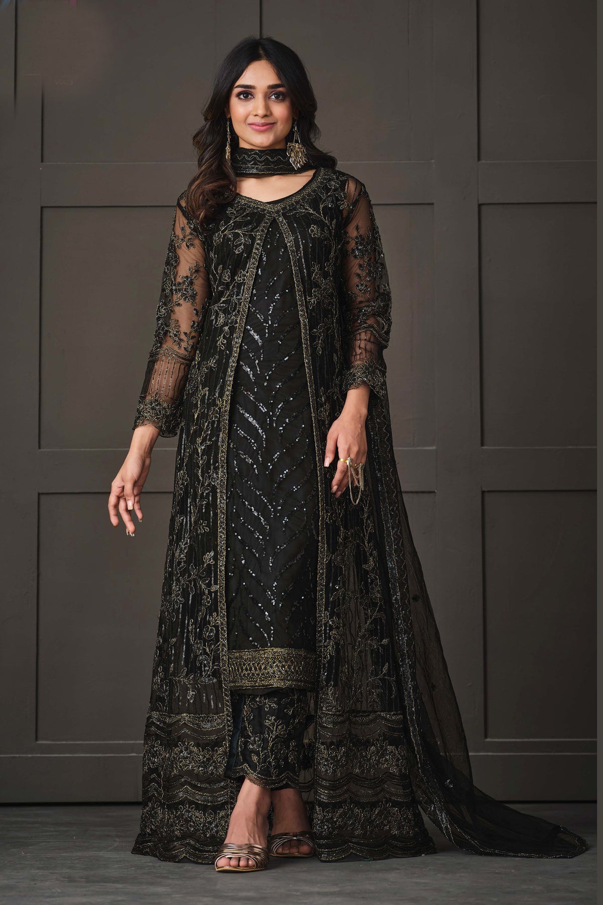 Anarkali Net And Satin Straight Gown With Koti And Dupatta For Women RUDRAPRAYAG