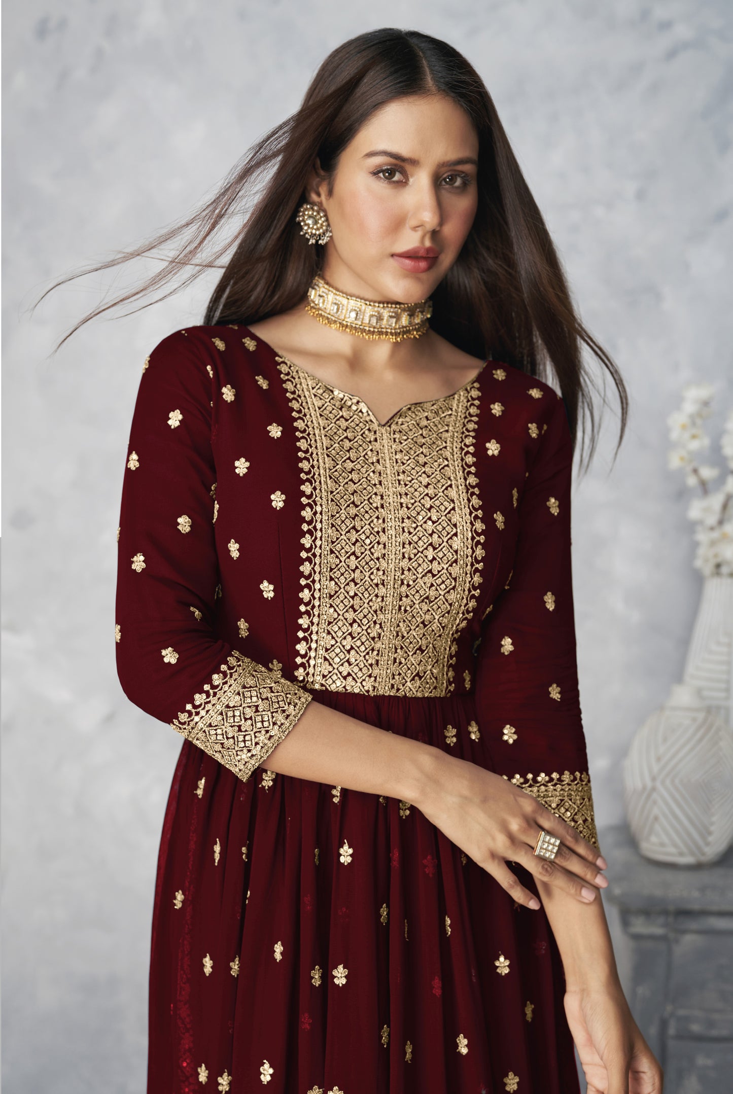 semi stitch / maroon