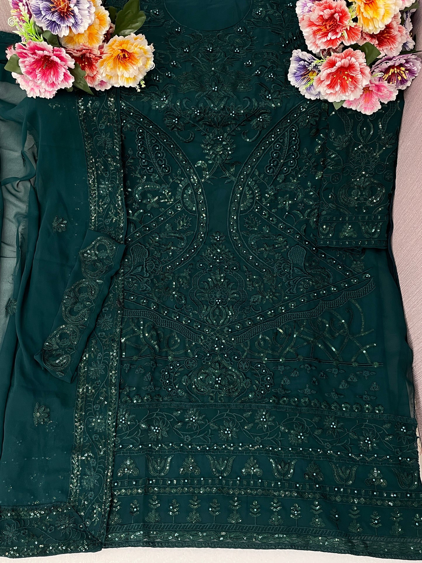 semi stitch / bottel green