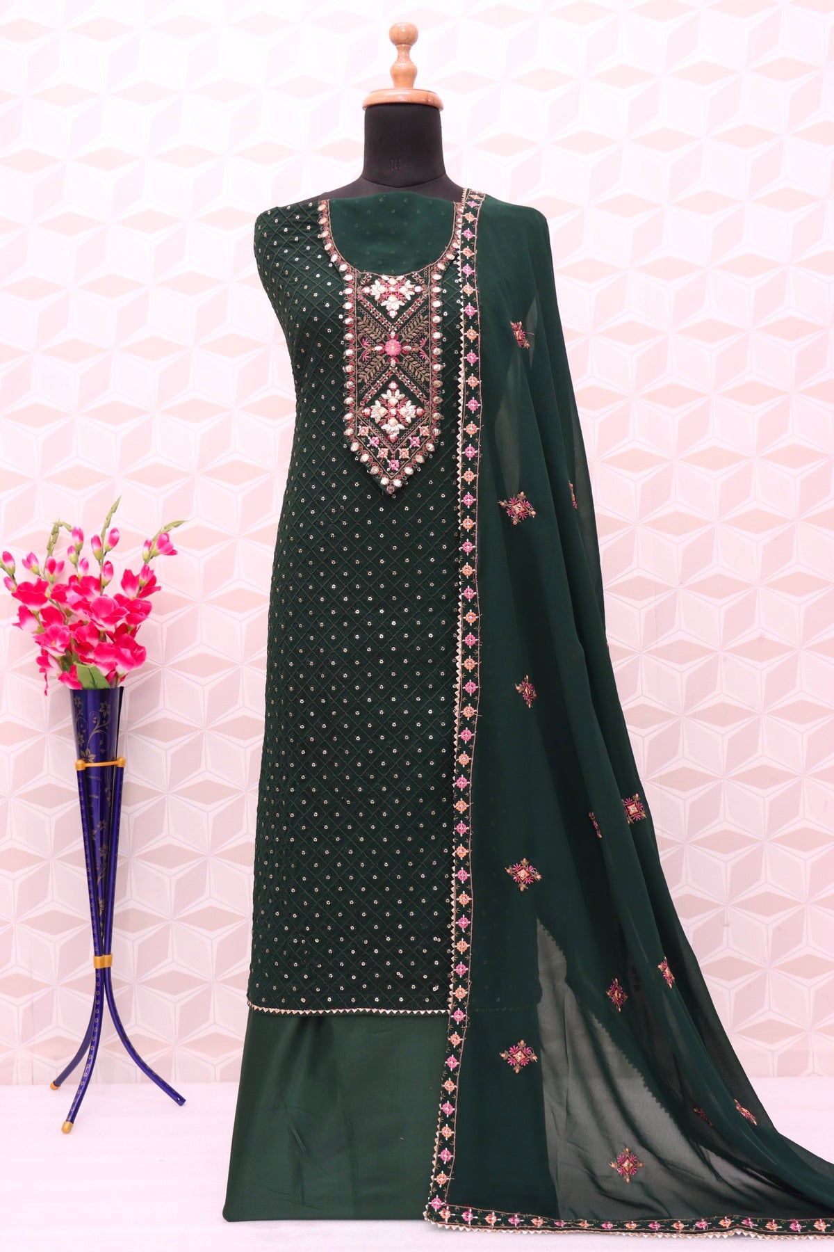semi stitch / dark green