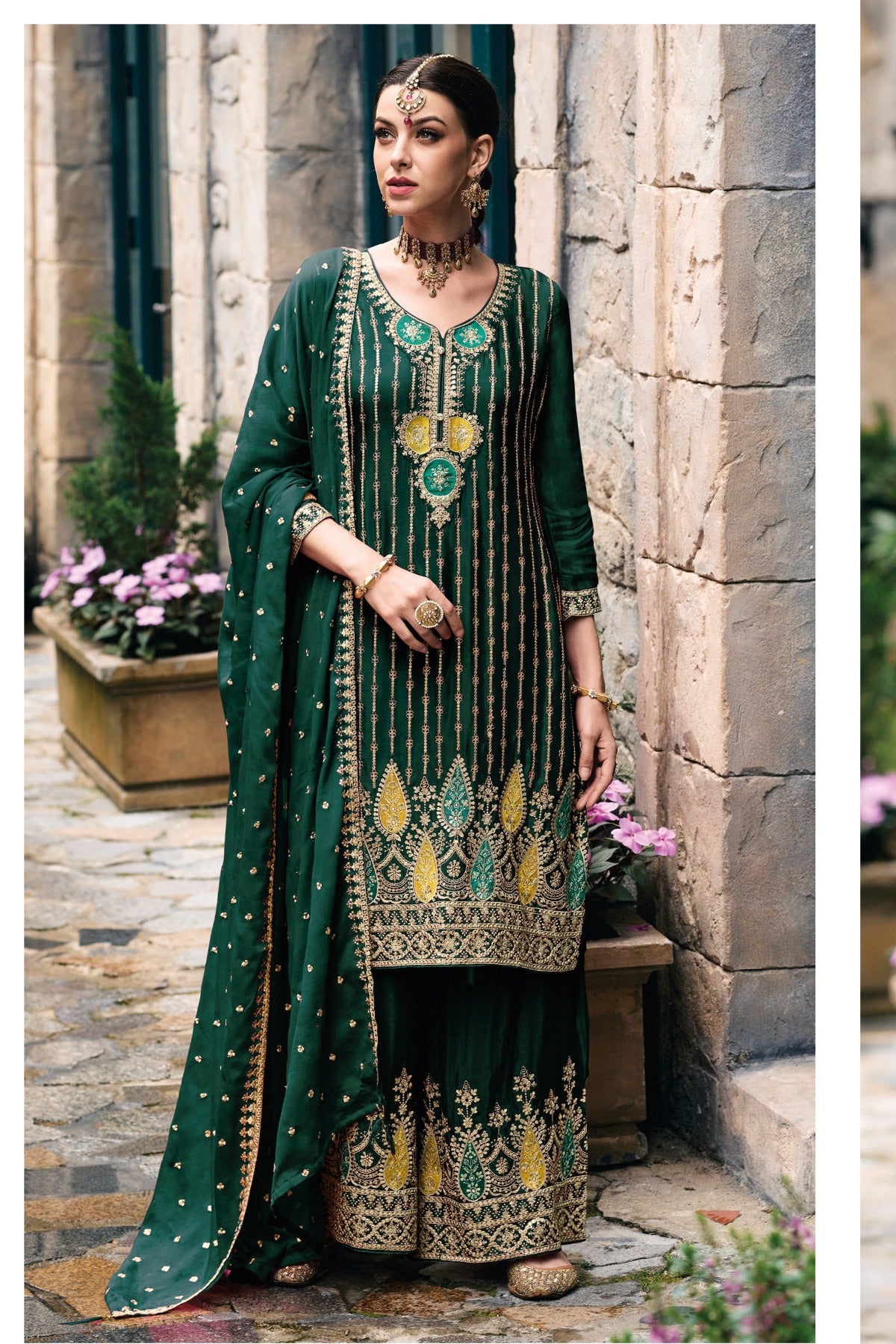 semi stitch / dark green