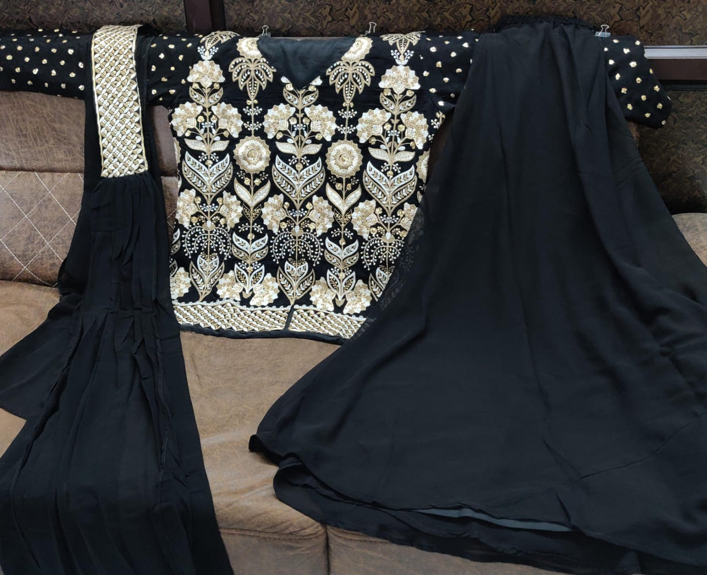 heavy work black color stitched designer party wear for women