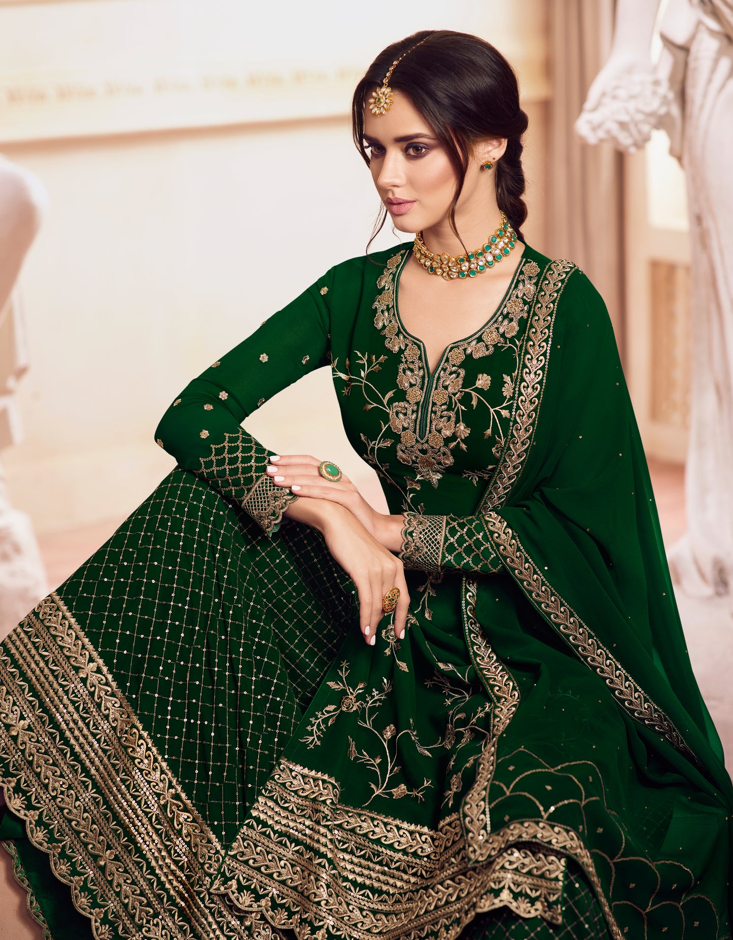 semi stitch / dark green