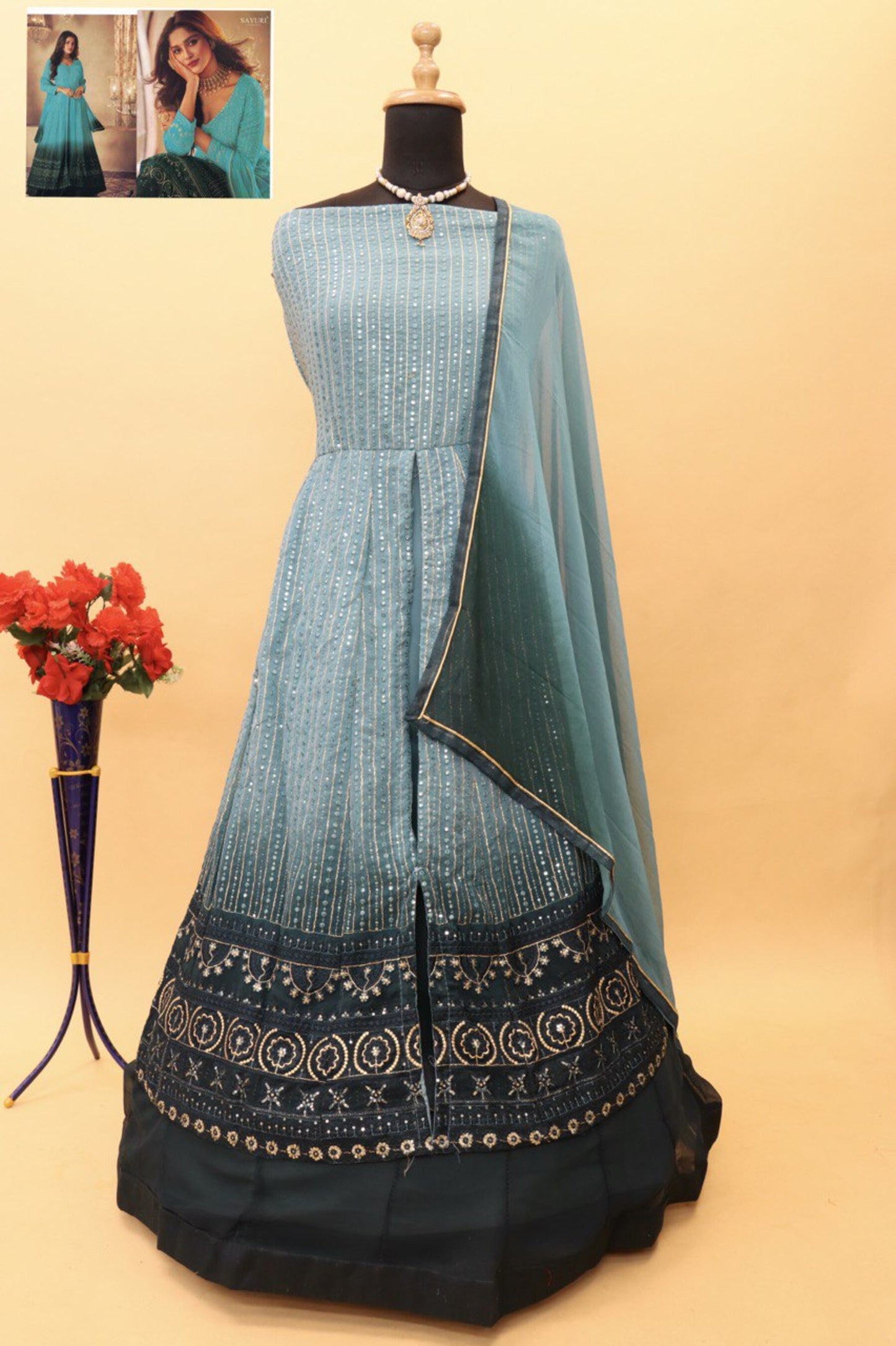 semi stitch / pedding-sky blue