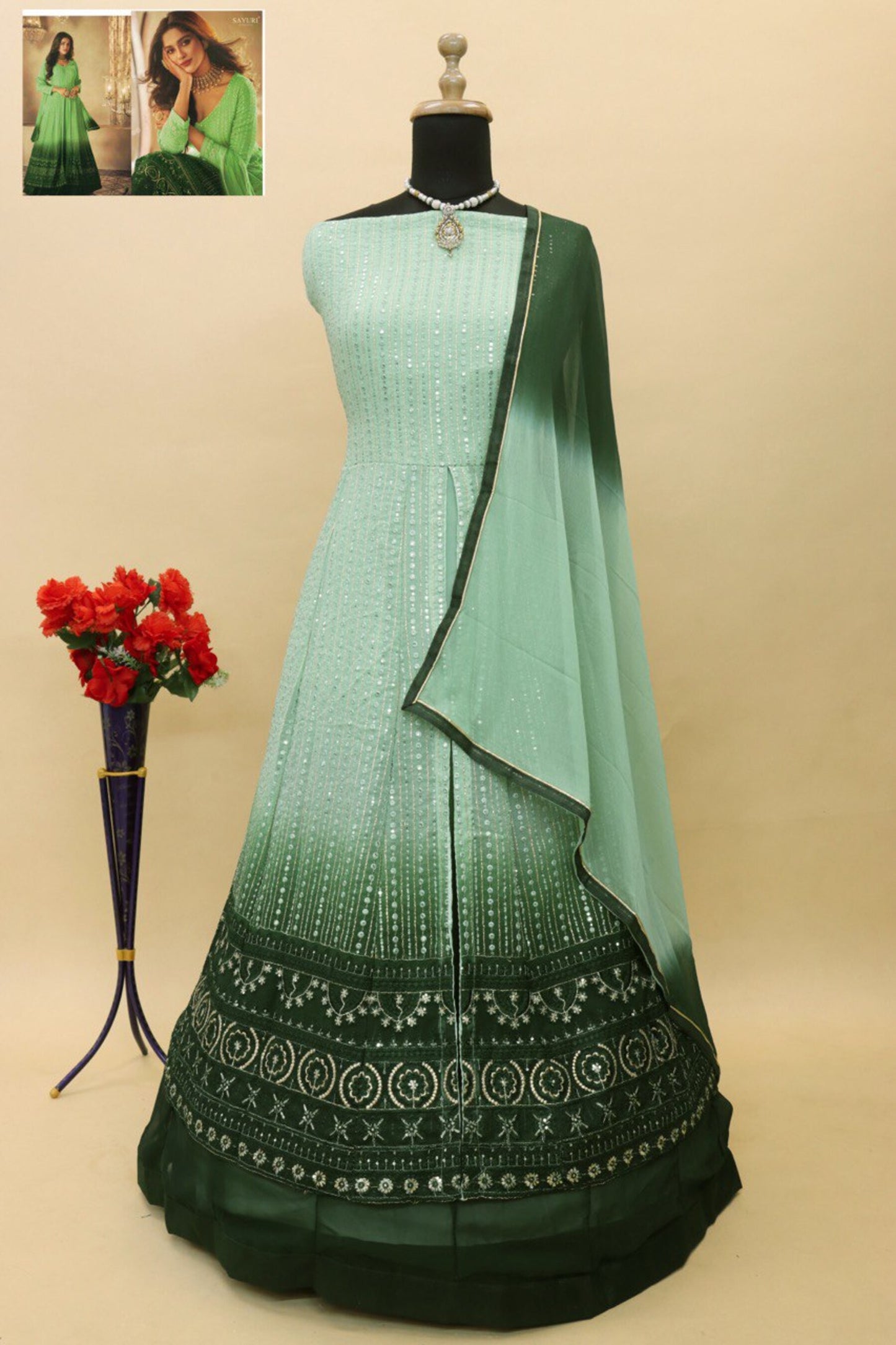 semi stitch / pedding-green