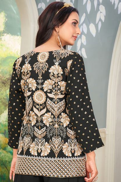Heavy Work Black Color Stitched  Designer party Wear For Women