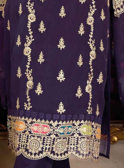 RUDRAPRAYAG Heavy Airtex Chinon Fabric With Heavy Embroidered Beads Work Semi Stitched Long Salwar Suit With Heavy Work Dupatta For Women